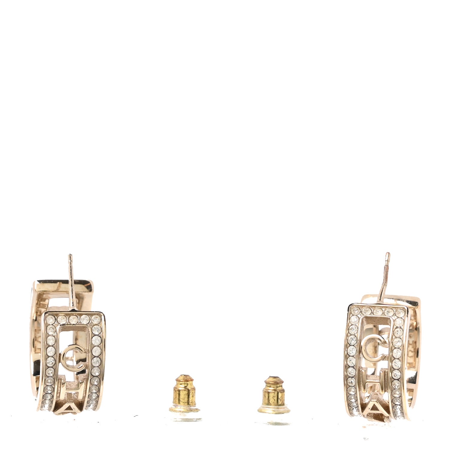 Chanel Metal Crystal Bow-tiful CC Hoop Earrings Gold 3 of 5