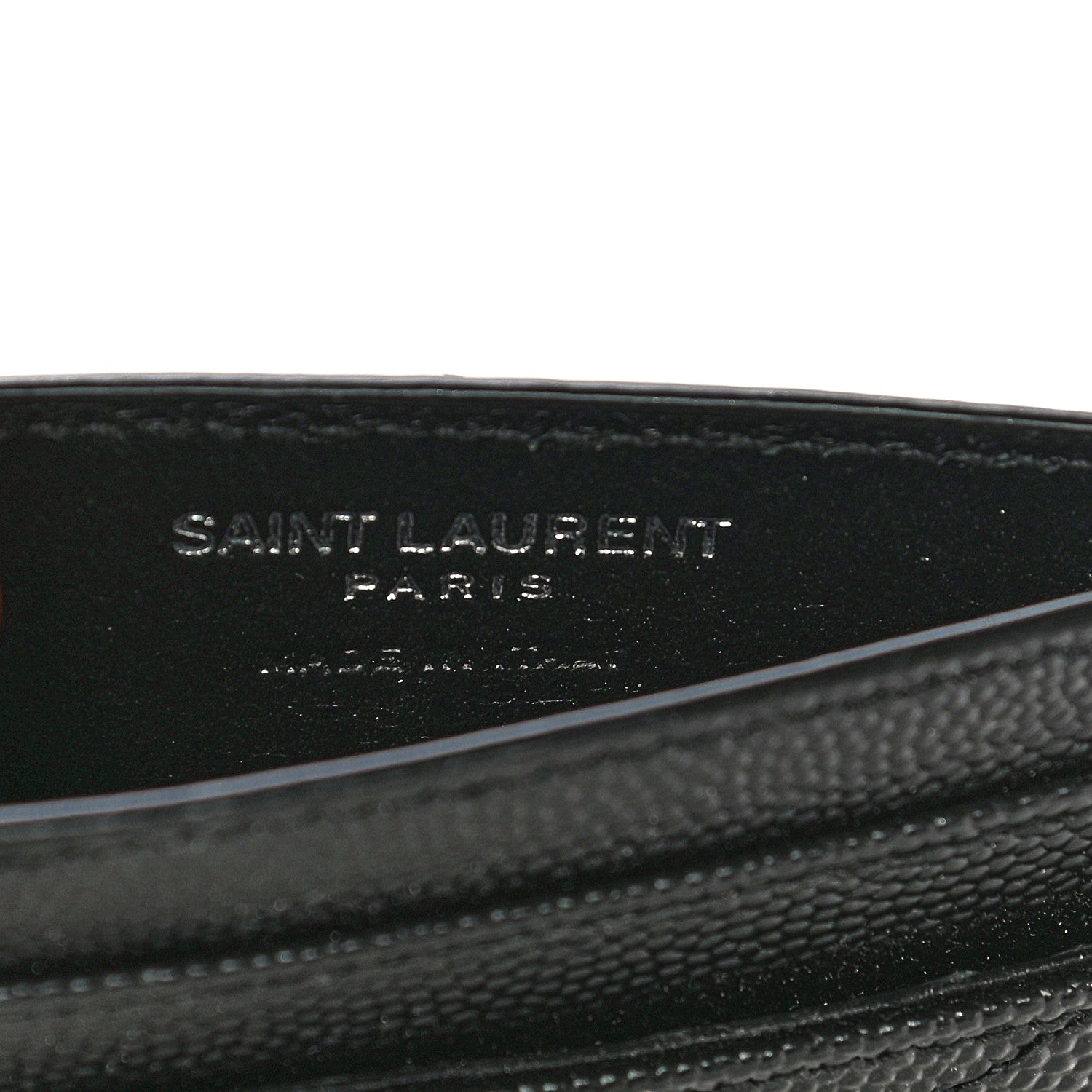 Saint Laurent Grain De Poudre Matelasse Chevron Monogram Credit Card Case Black 5 of 12