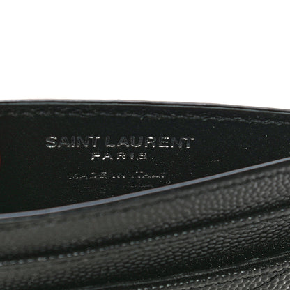 Saint Laurent Grain De Poudre Matelasse Chevron Monogram Credit Card Case Black 5 of 12