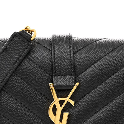 Saint Laurent Grain De Poudre Textured Mixed Matelasse Triquilt Small Monogram Satchel Black 8 of 11