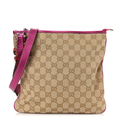 Gucci Metallic Calfskin Monogram Jolicoeur Charms Messenger Dark Pink 1 of 12