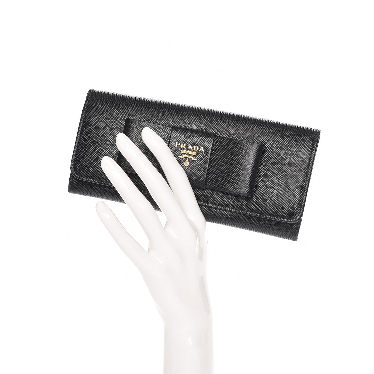 Saffiano Bow Continental Wallet Nero Black