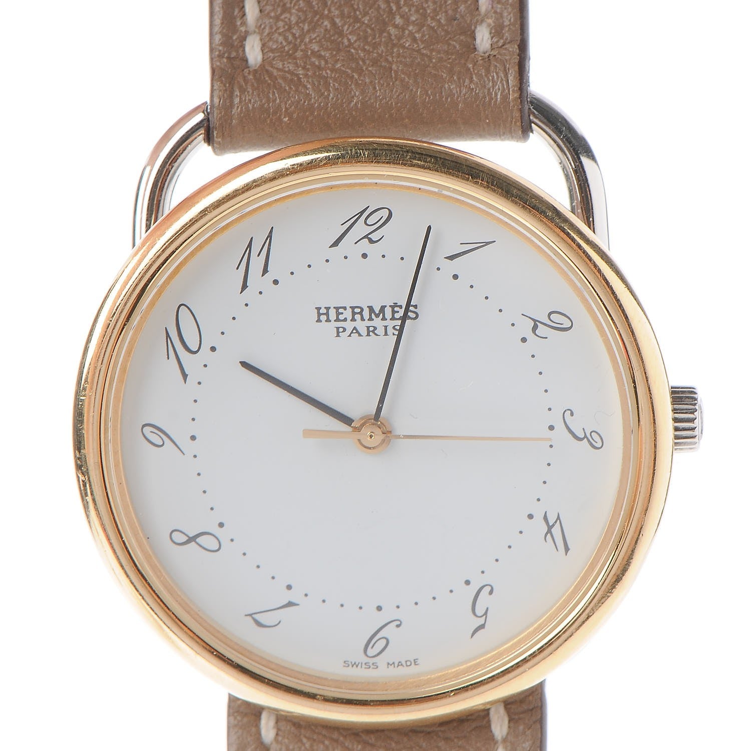 Hermes Stainless Steel Swift 30.5mm Arceau Quartz Watch Etoupe 16 of 16