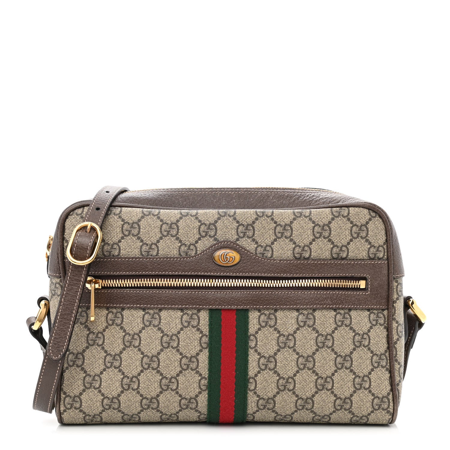Gucci GG Supreme Monogram Web Small Ophidia Shoulder Bag Brown 1 of 10