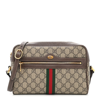 Gucci GG Supreme Monogram Web Small Ophidia Shoulder Bag Brown 1 of 10