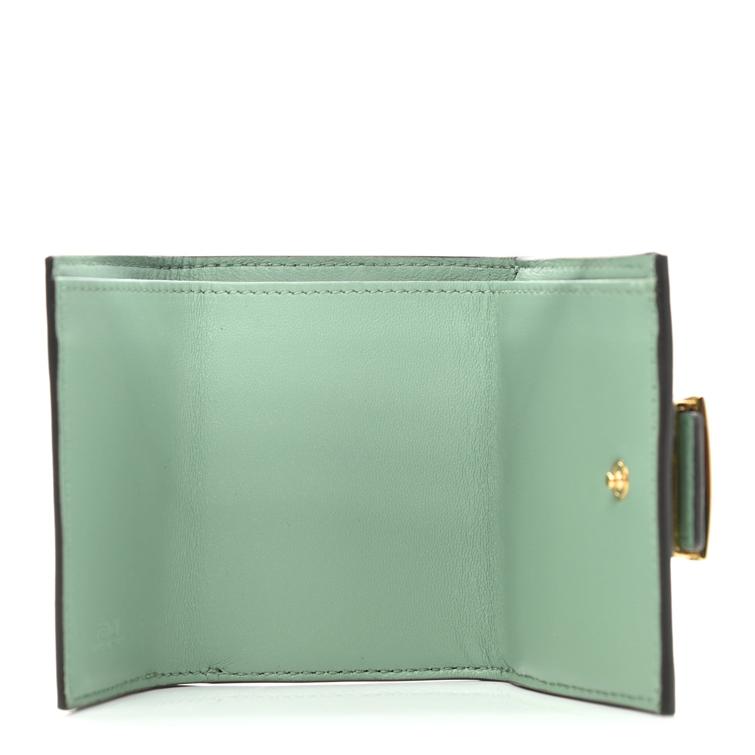 Fendi Nappa Matisse FF Embossed Micro Tri-Fold Wallet Menta 7 of 10