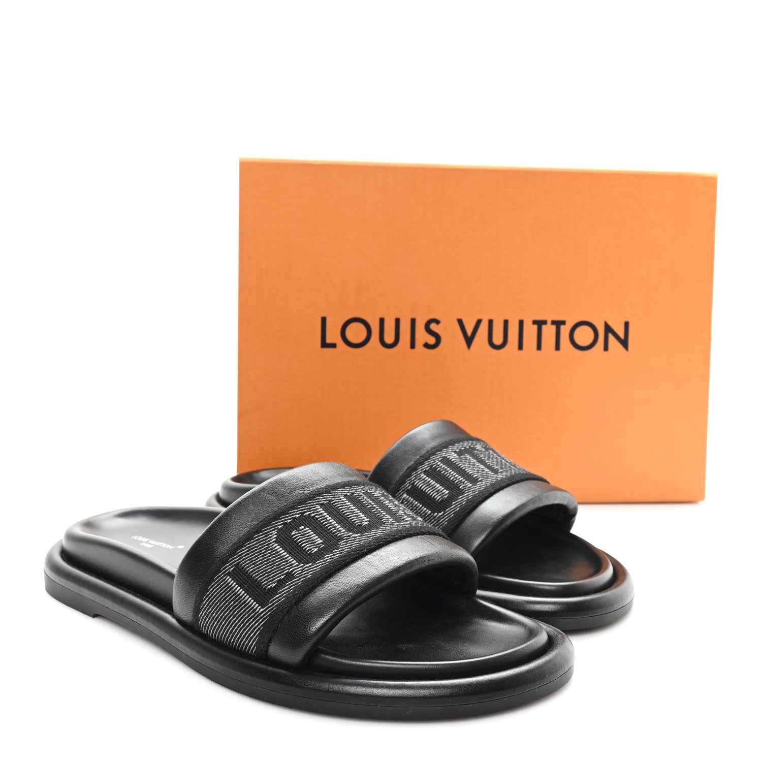 Louis Vuitton Logo Slide Sandals 39 Black 1838078 – FASHIONPHILE