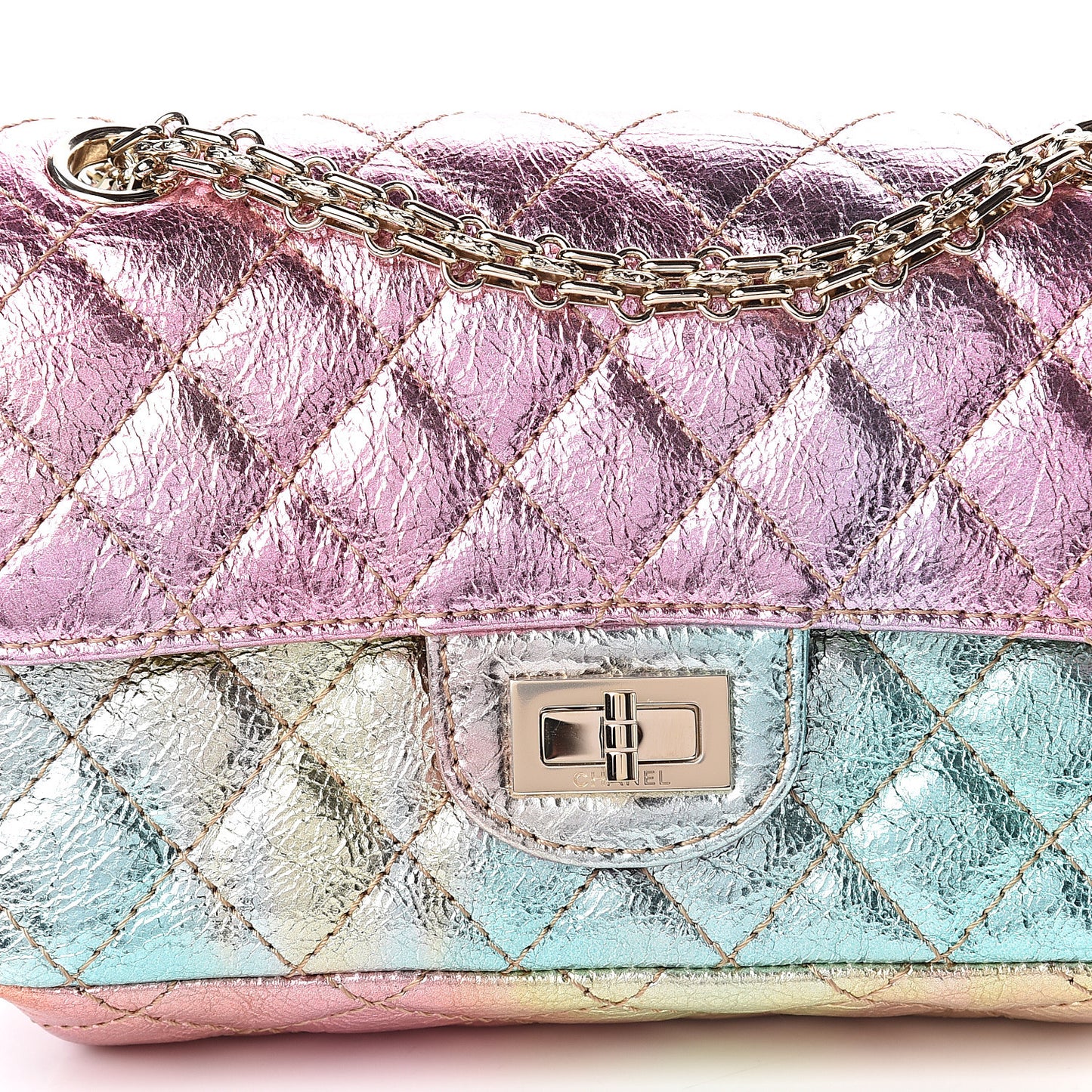 Metallic Goatskin Quilted Mini 2.55 Reissue Flap Multicolor