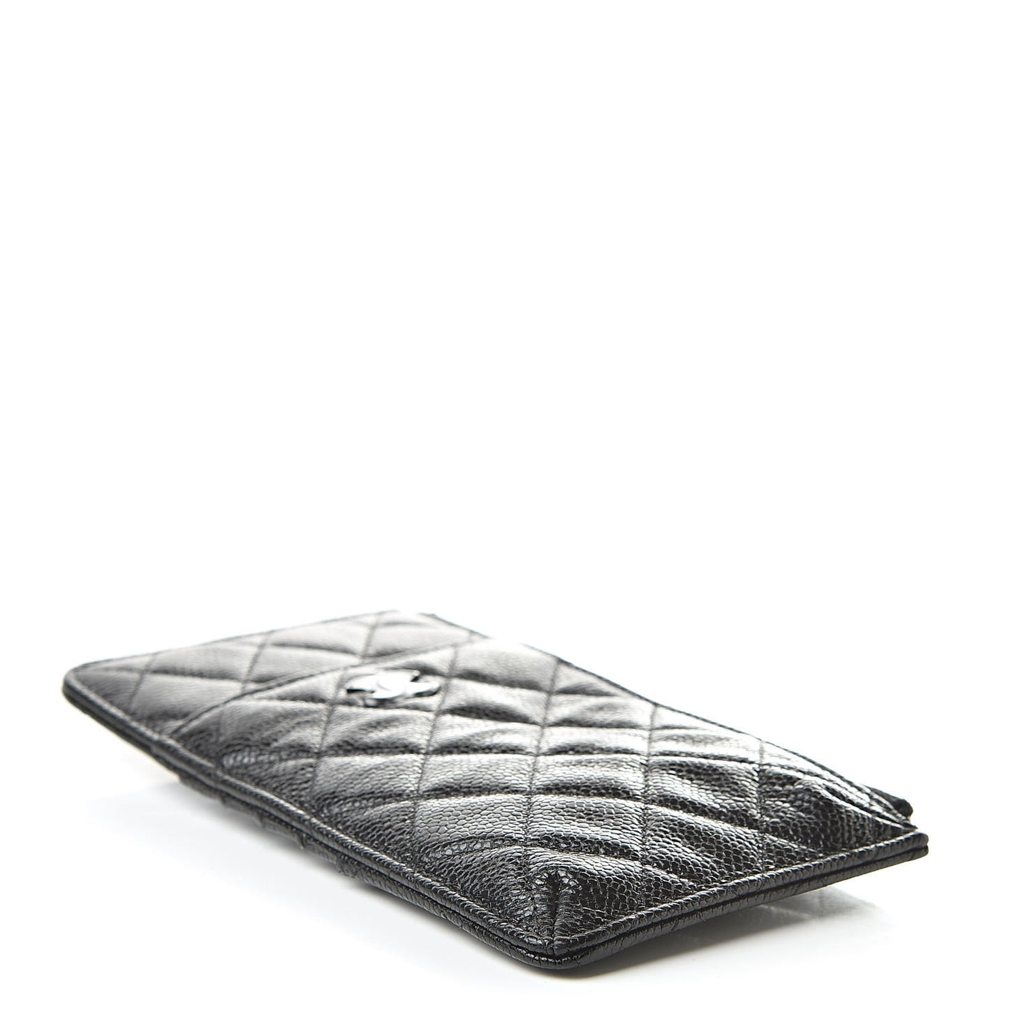 Caviar Quilted Classic Flat Wallet Pouch Black