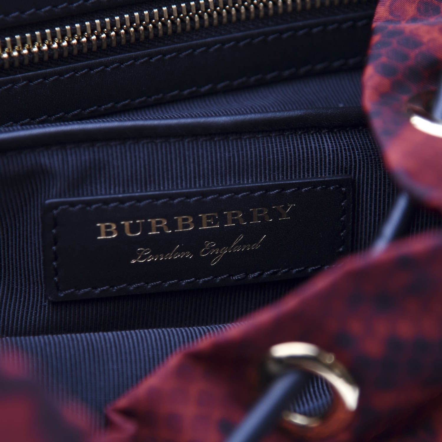 Burberry Nylon Python Print Medium Rucksack Backpack Burgundy Red 5 of 9