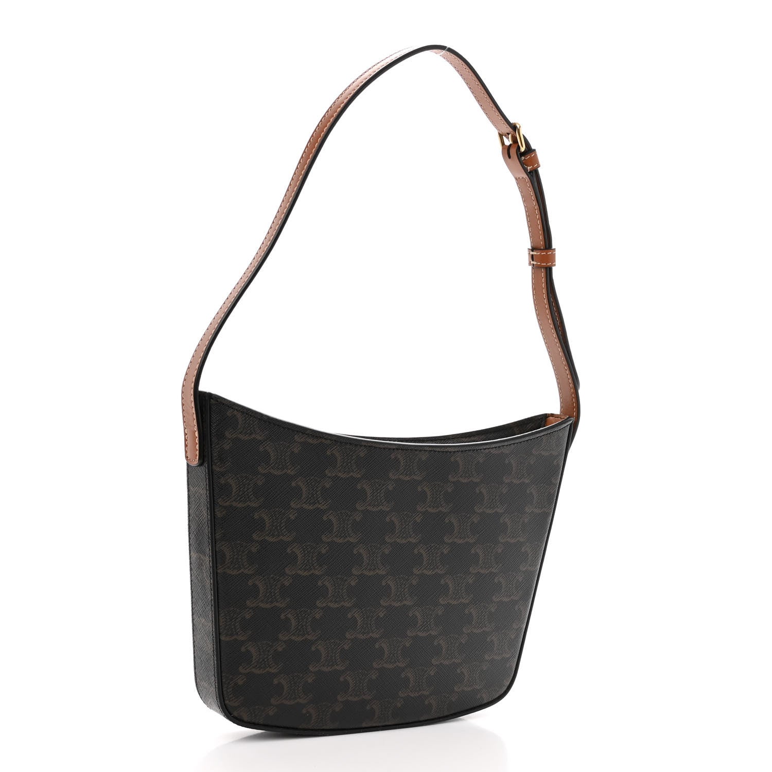 Celine Triomphe Canvas Calfskin Medium Croque Bag Tan 3 of 8