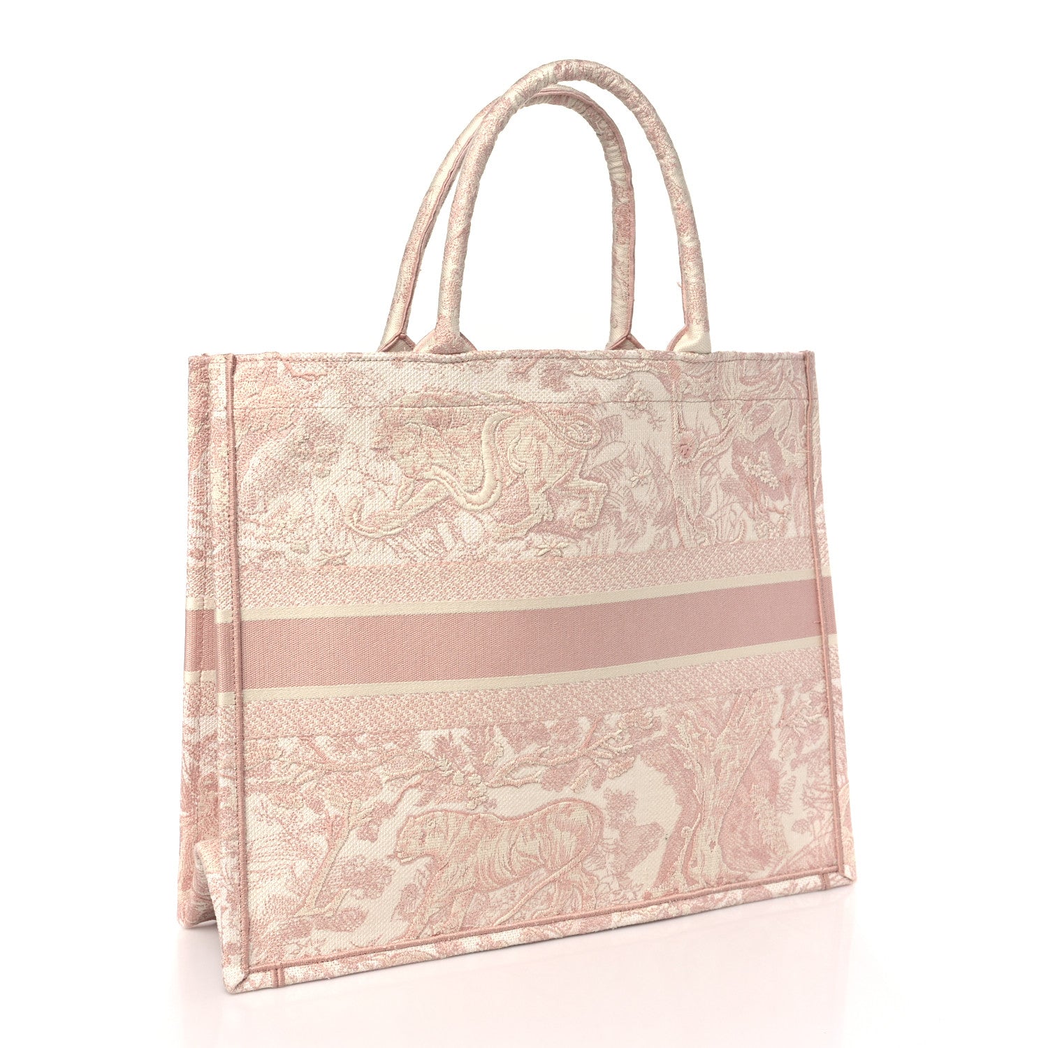 Christian Dior Canvas Toile De Jouy Embroidered Large Book Tote Pink 3 of 11