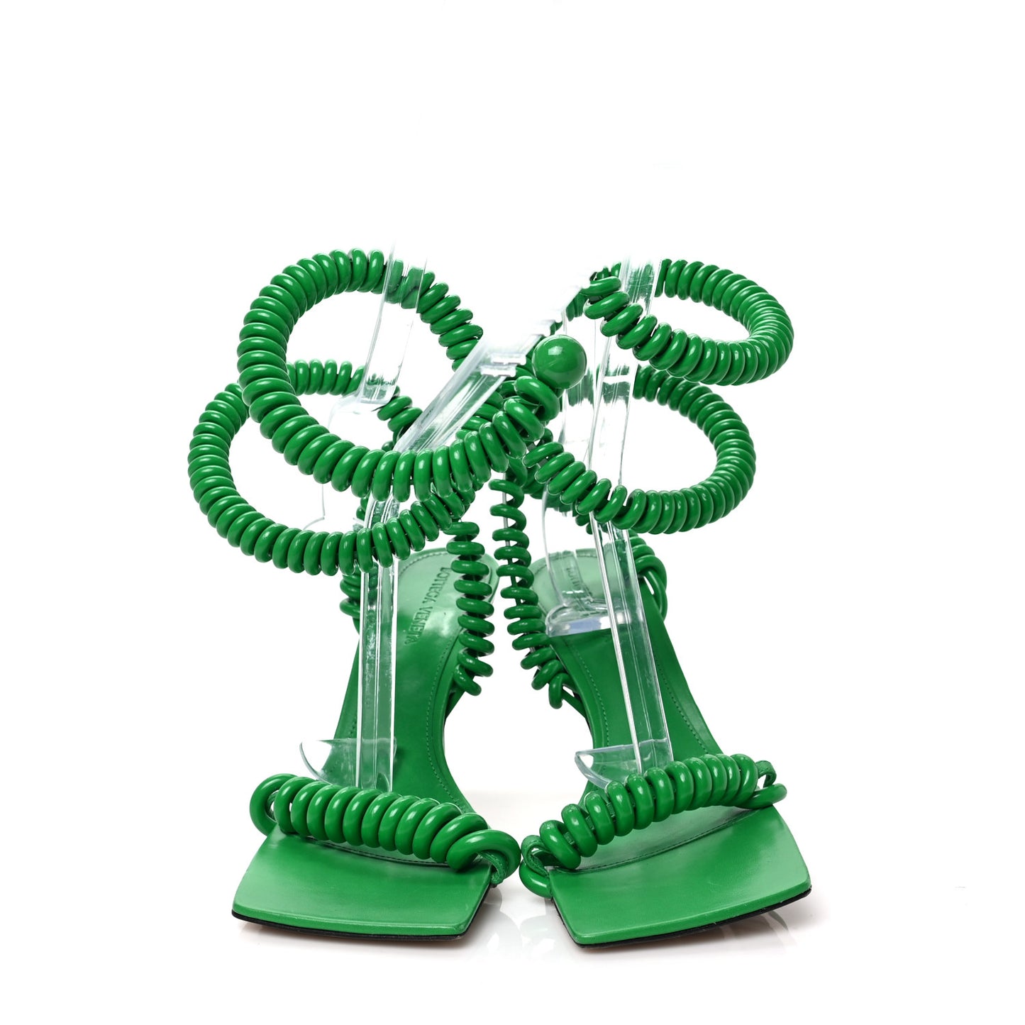 Rubber Wire Nappa Stretch 90mm Sandals 38.5 Grass