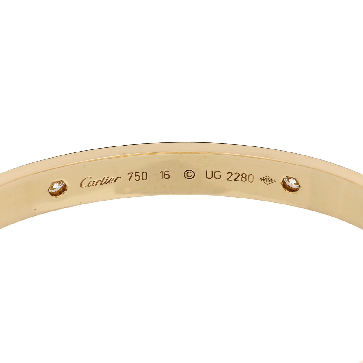 Cartier 18K Yellow Gold 4 Diamond LOVE Bracelet 16 6 of 9