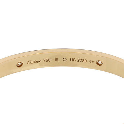 Cartier 18K Yellow Gold 4 Diamond LOVE Bracelet 16 6 of 9