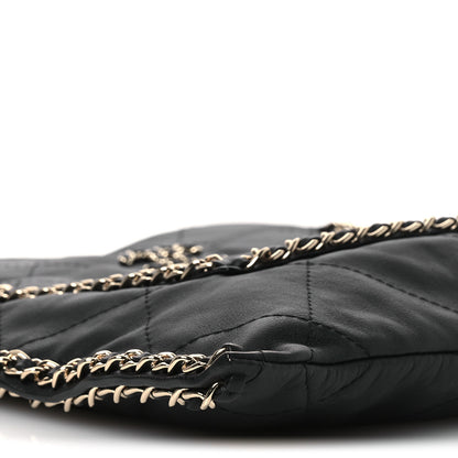 Chanel Calfskin Quilted Chain Flat Tote Black 9 of 10