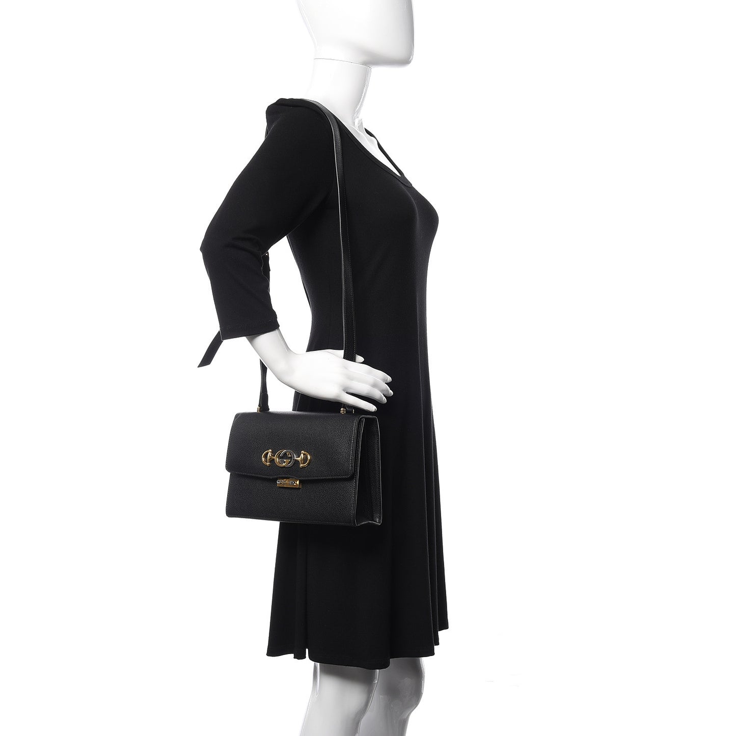 Grainy Calfskin Small Zumi Shoulder Bag Black