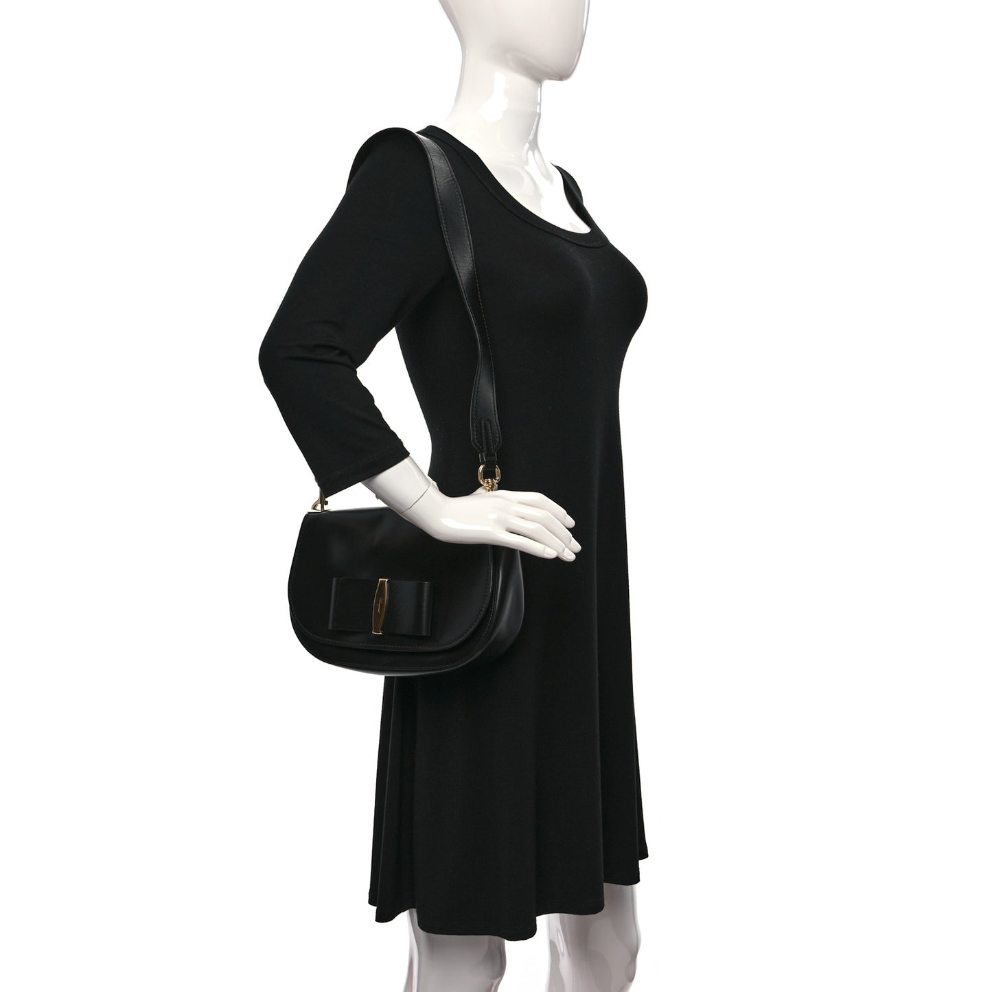 Smooth Calfskin Anna Shoulder Bag Black