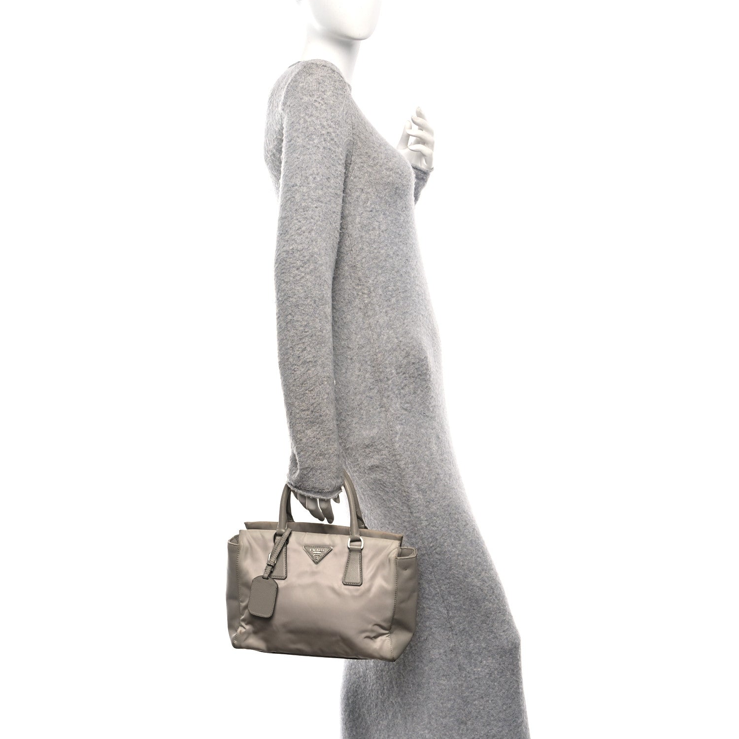 Prada Nylon Saffiano Bi-Color Tote Grey 2 of 10