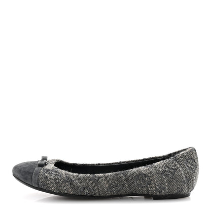 Louis Vuitton Monogram Suede Tweed Ballet Flats 39.5 Grey 1 of 9