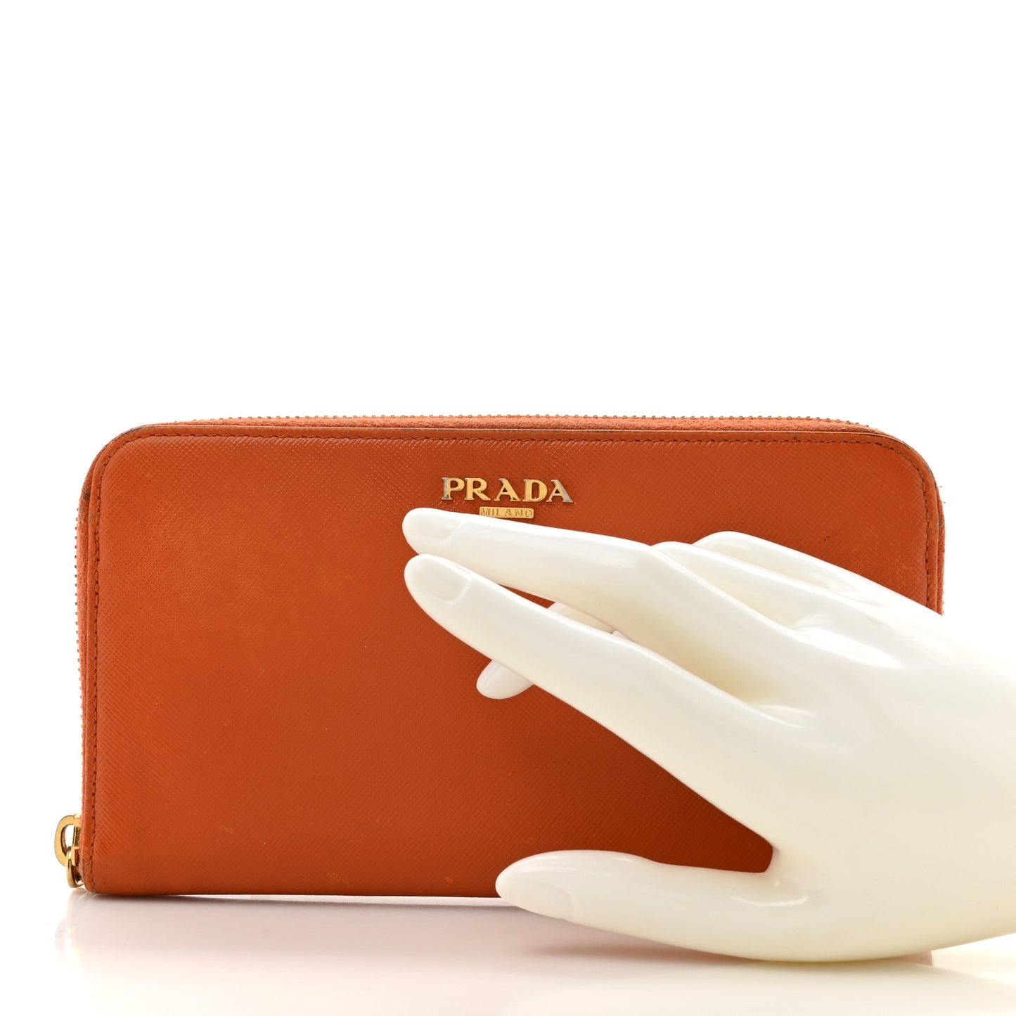 Saffiano Metal Zip Around Wallet Rame