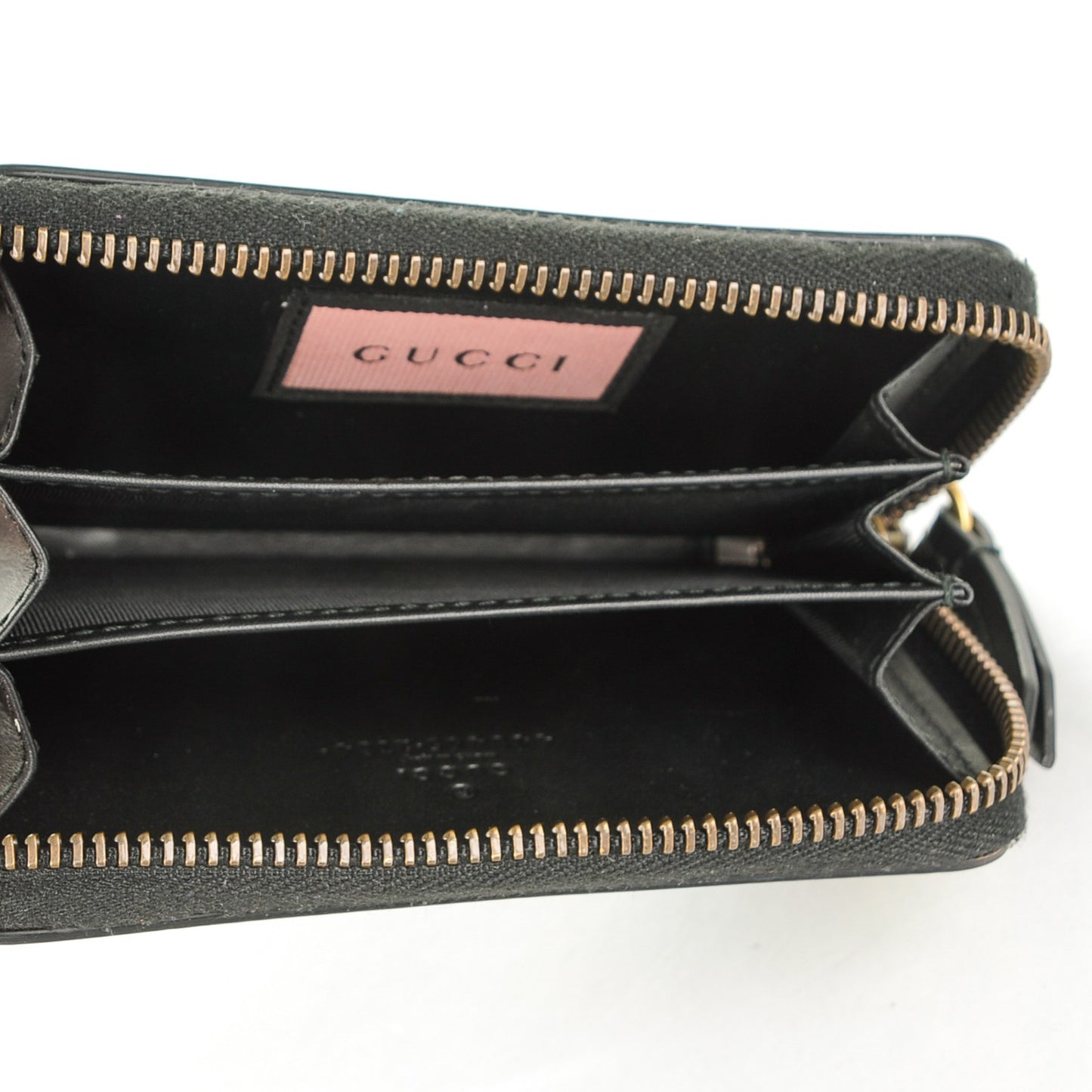 Calfskin GucciGhost Zip Around Card Case Black New Acquamarine