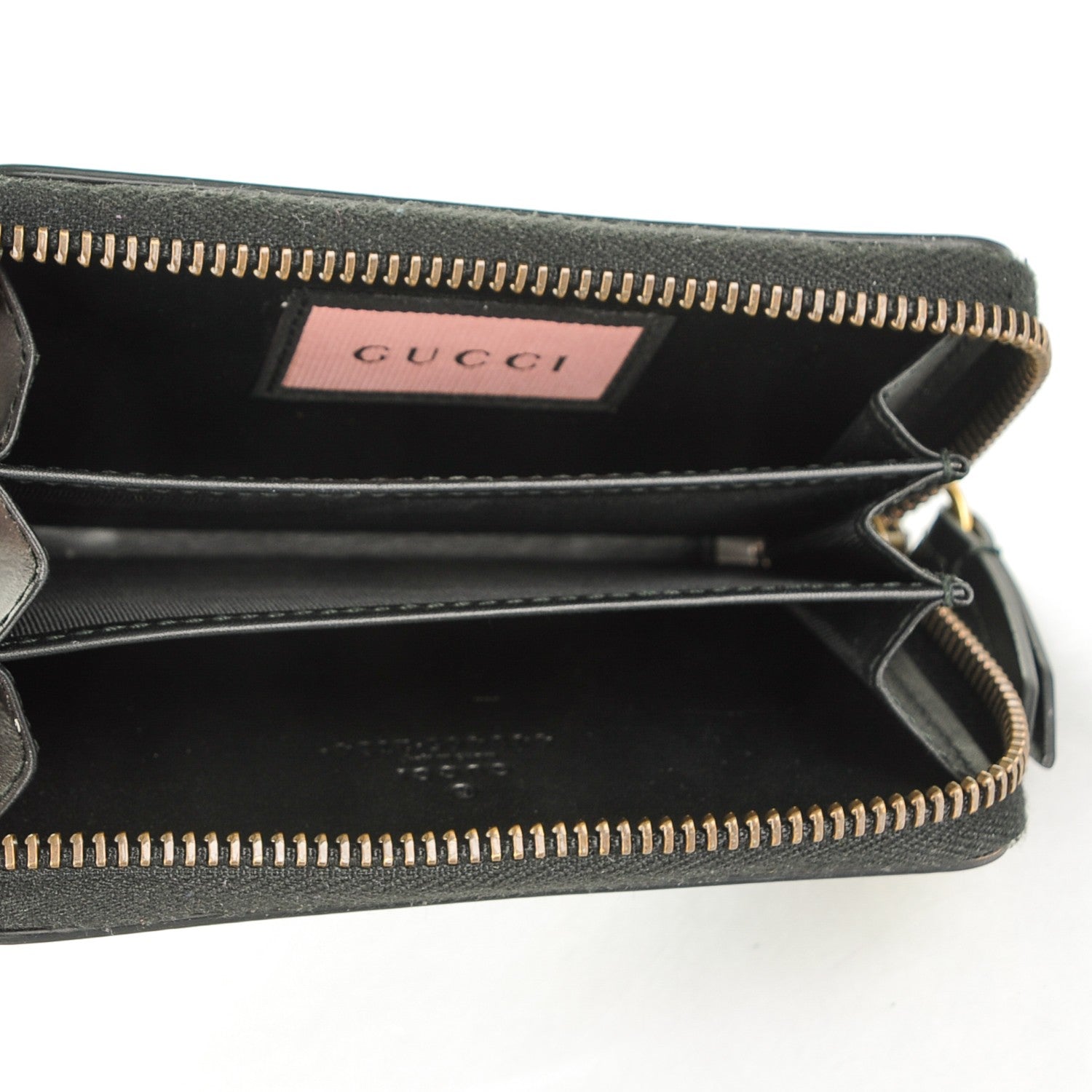 Gucci Calfskin GucciGhost Zip Around Card Case Black New Acquamarine 5 of 7