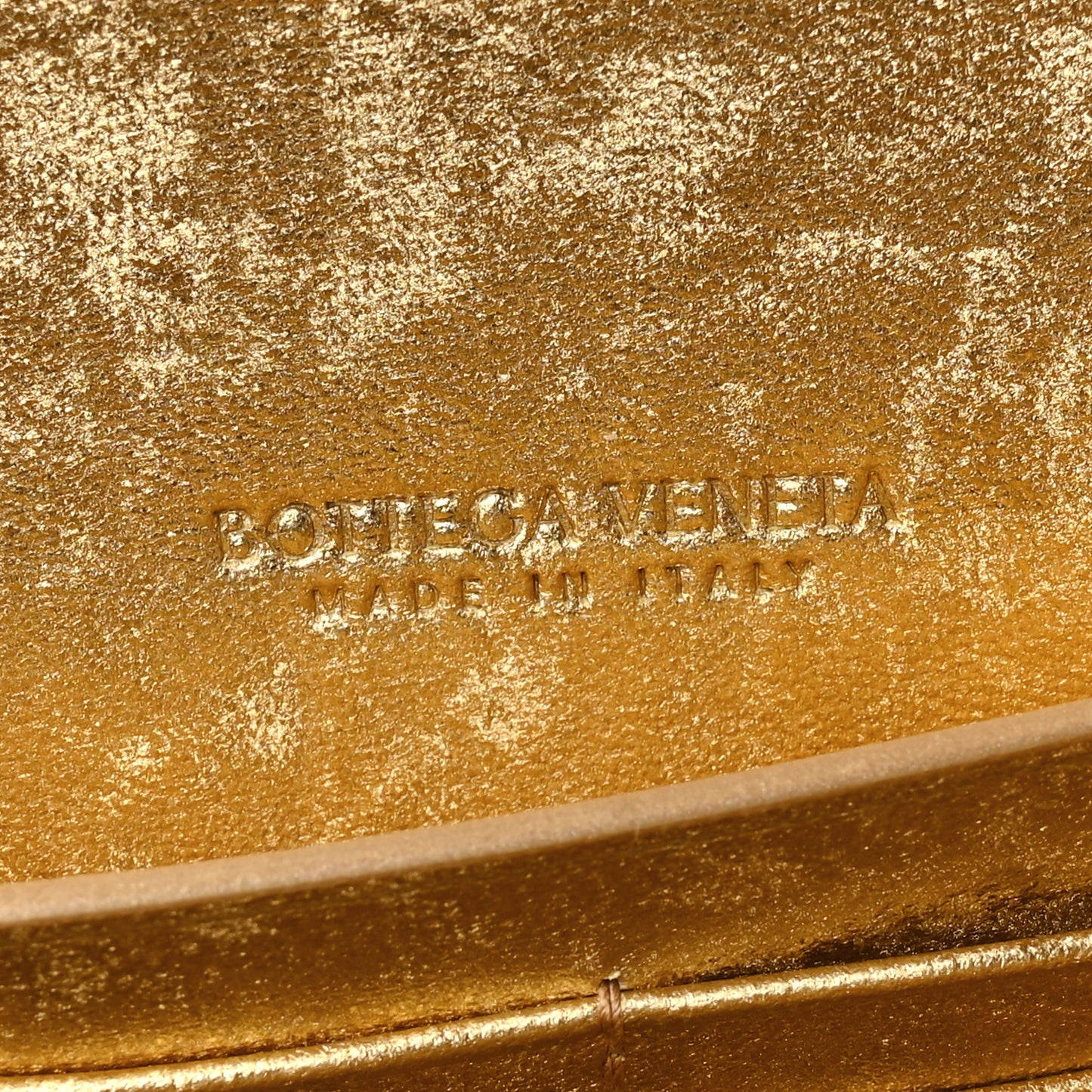 Metallic Satin Lambskin Intrecciato Long Andiamo Top Handle Clutch Gold