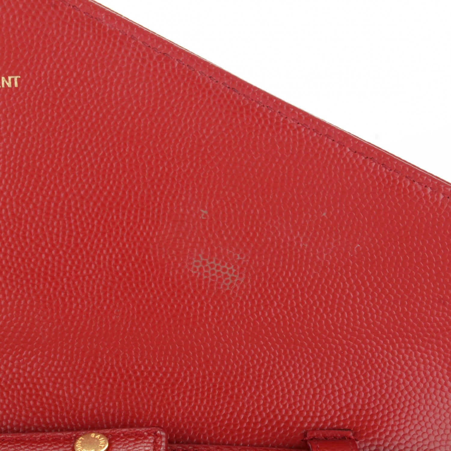 Saint Laurent Grain De Poudre Matelasse Chevron Monogram Chain Wallet Red 8 of 8