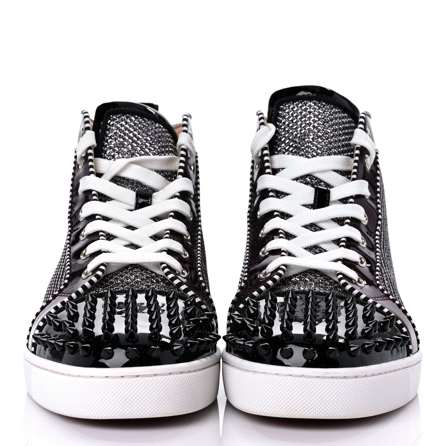 Christian Louboutin Lame Lou Spikes Flat Sneakers 45 Antic Silver 2 of 12