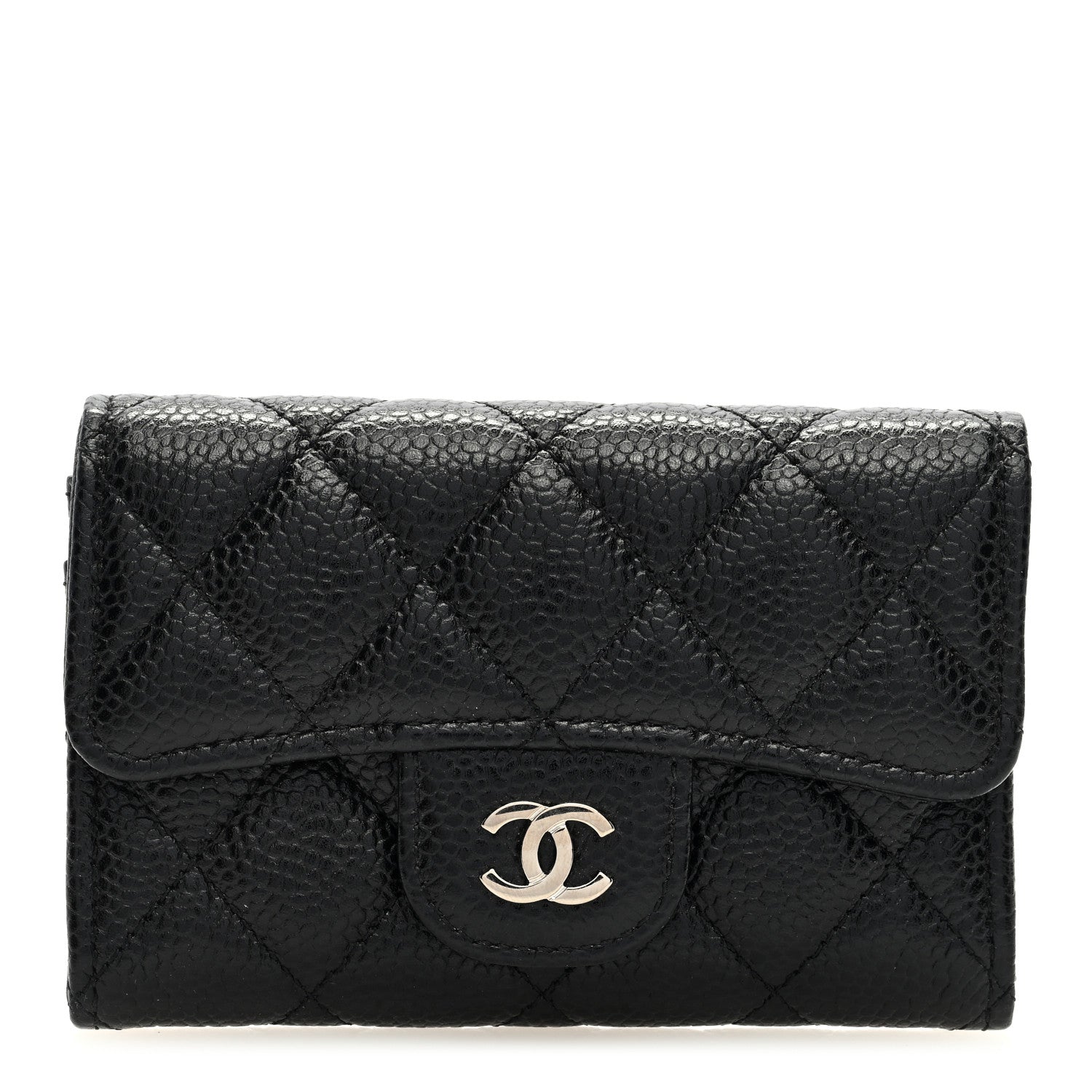 Chanel Caviar Quilted Flap Card Holder Wallet Black 1 of 7