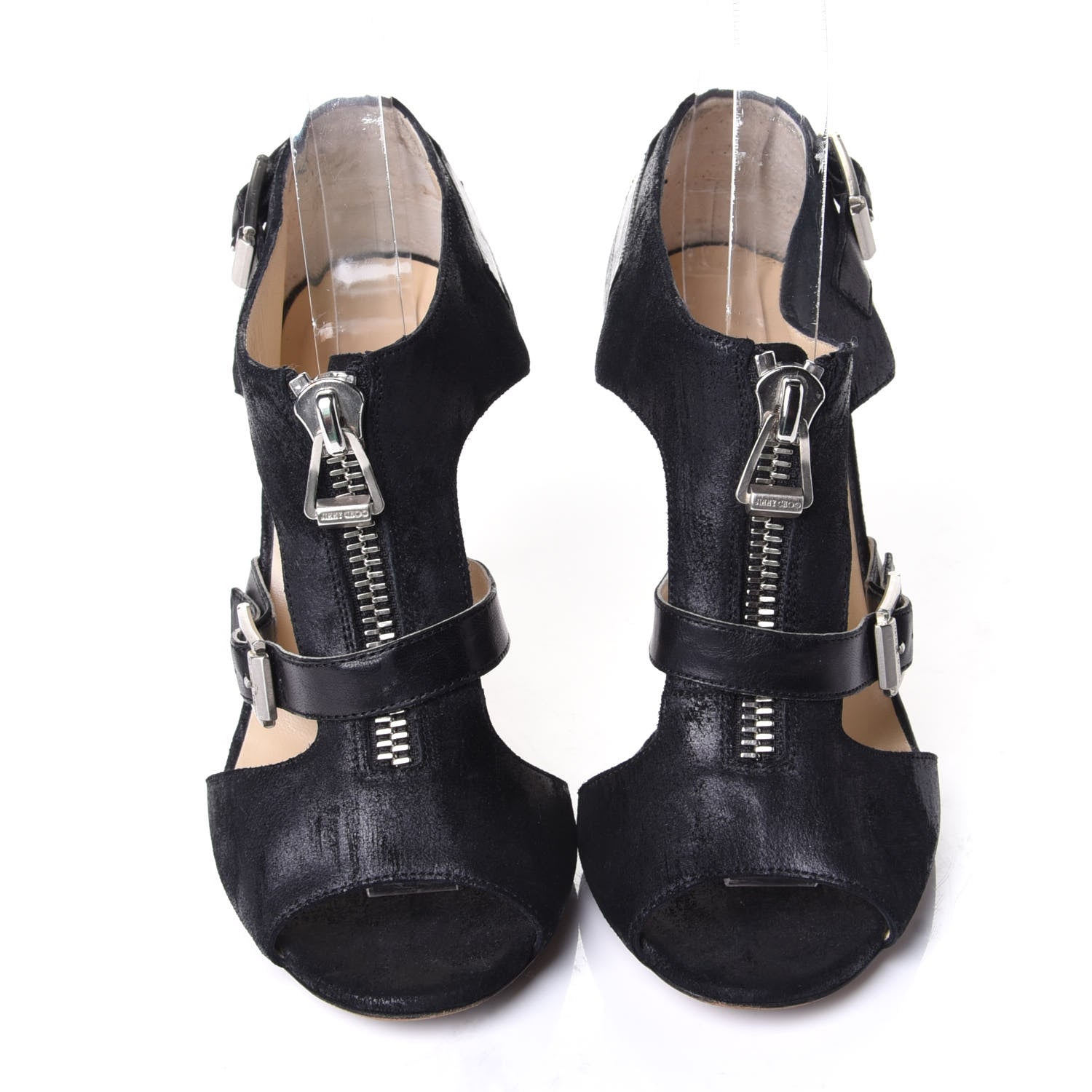 Jimmy Choo Suede T-Strap Buckle Pumps 36 Black 5 of 9