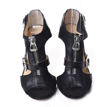 Jimmy Choo Suede T-Strap Buckle Pumps 36 Black 5 of 9
