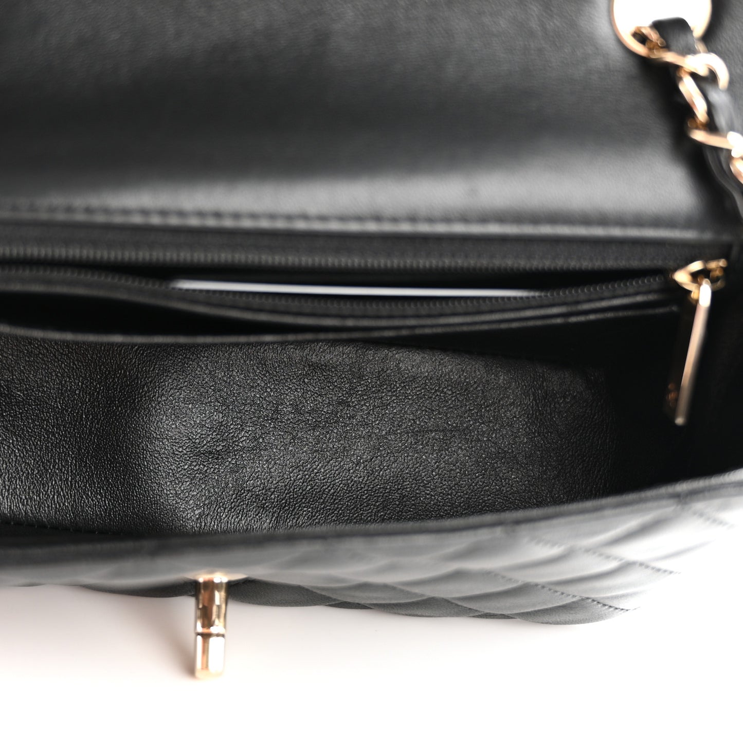 Lambskin Quilted Mini Rectangular Flap Black