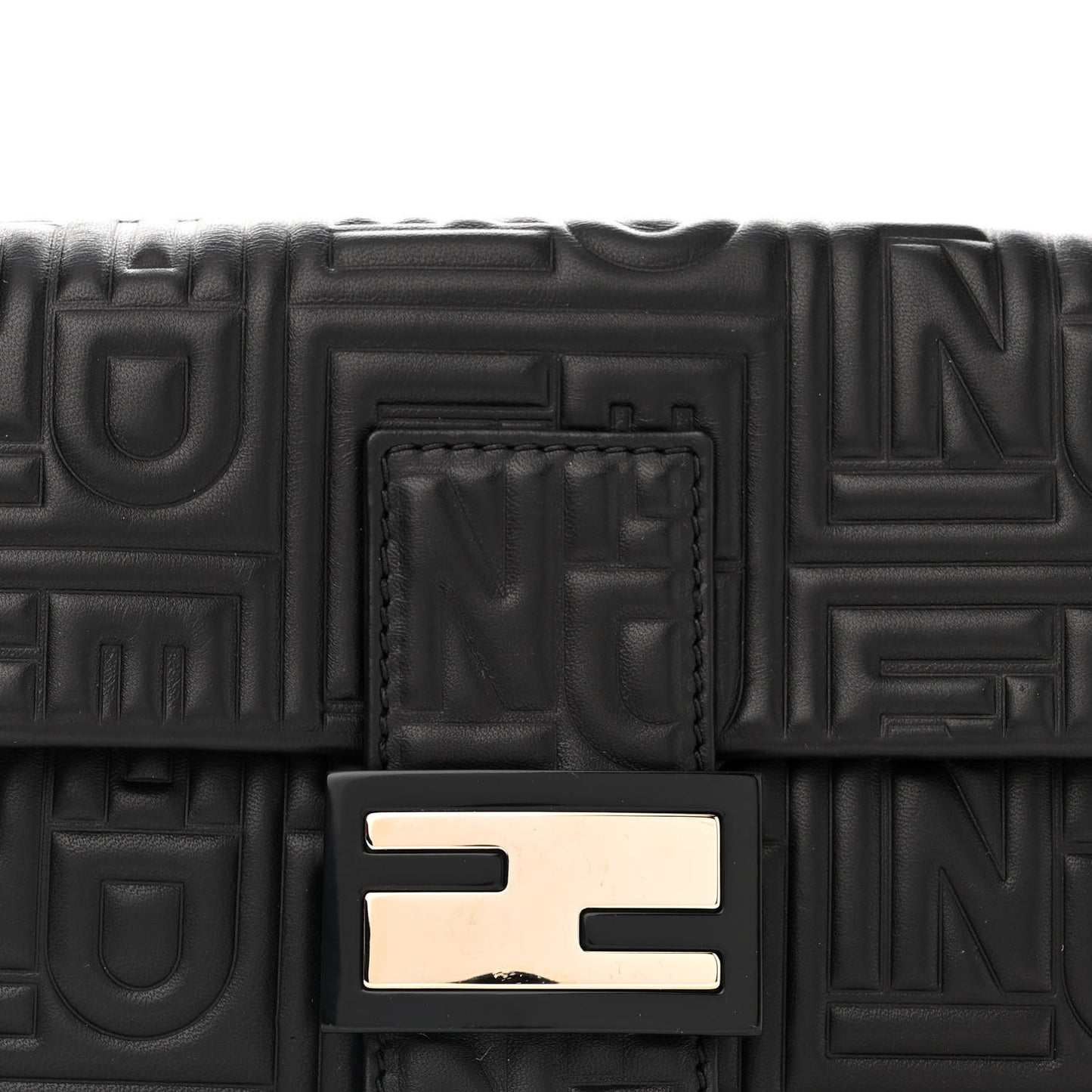 Nappa Logo Embossed Baguette Black