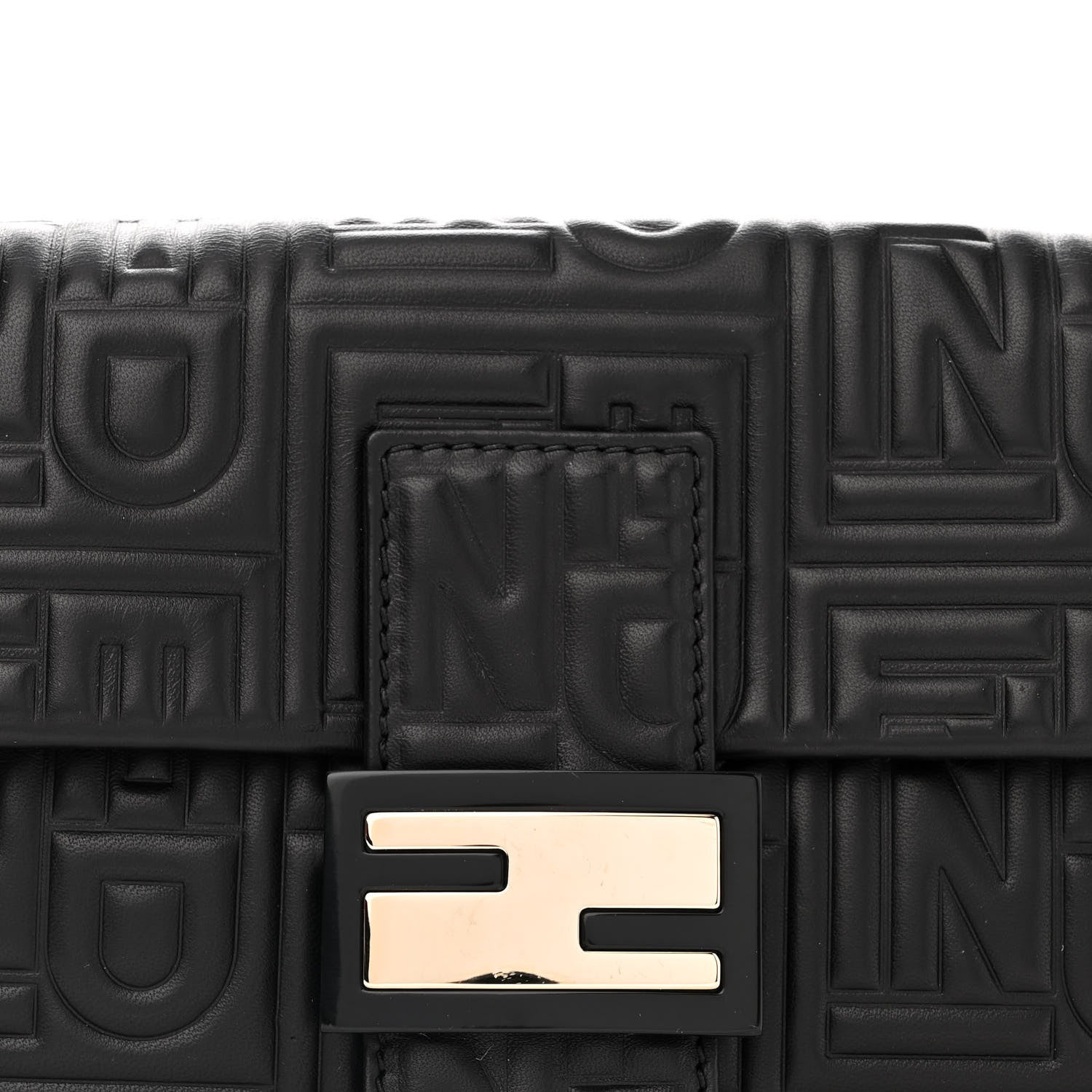 Fendi Nappa Logo Embossed Baguette Black 7 of 10