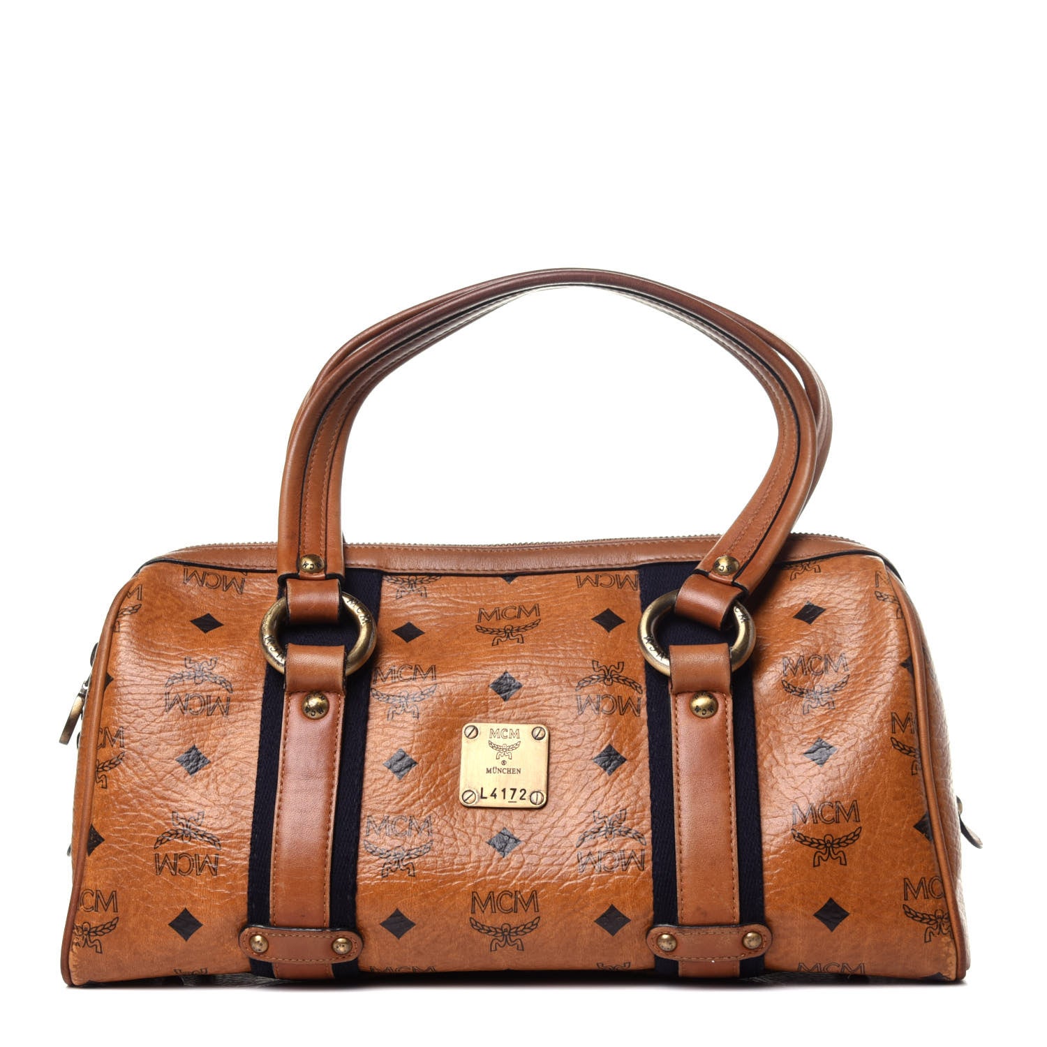 MCM Visetos Boston Bag Cognac 1 of 15