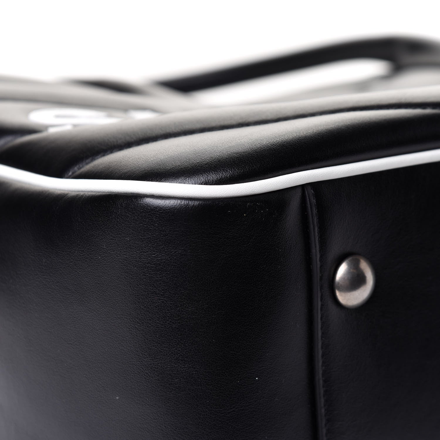 Saint Laurent Calfskin Medium Miles Logo Bowler Duffel Bag Black 9 of 12
