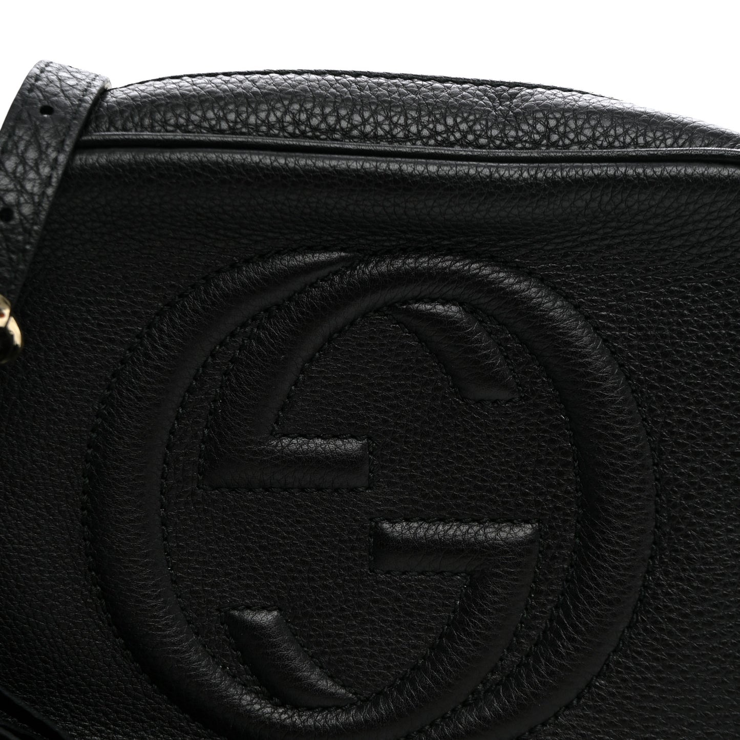 Pebbled Calfskin Small Soho Disco Bag Black