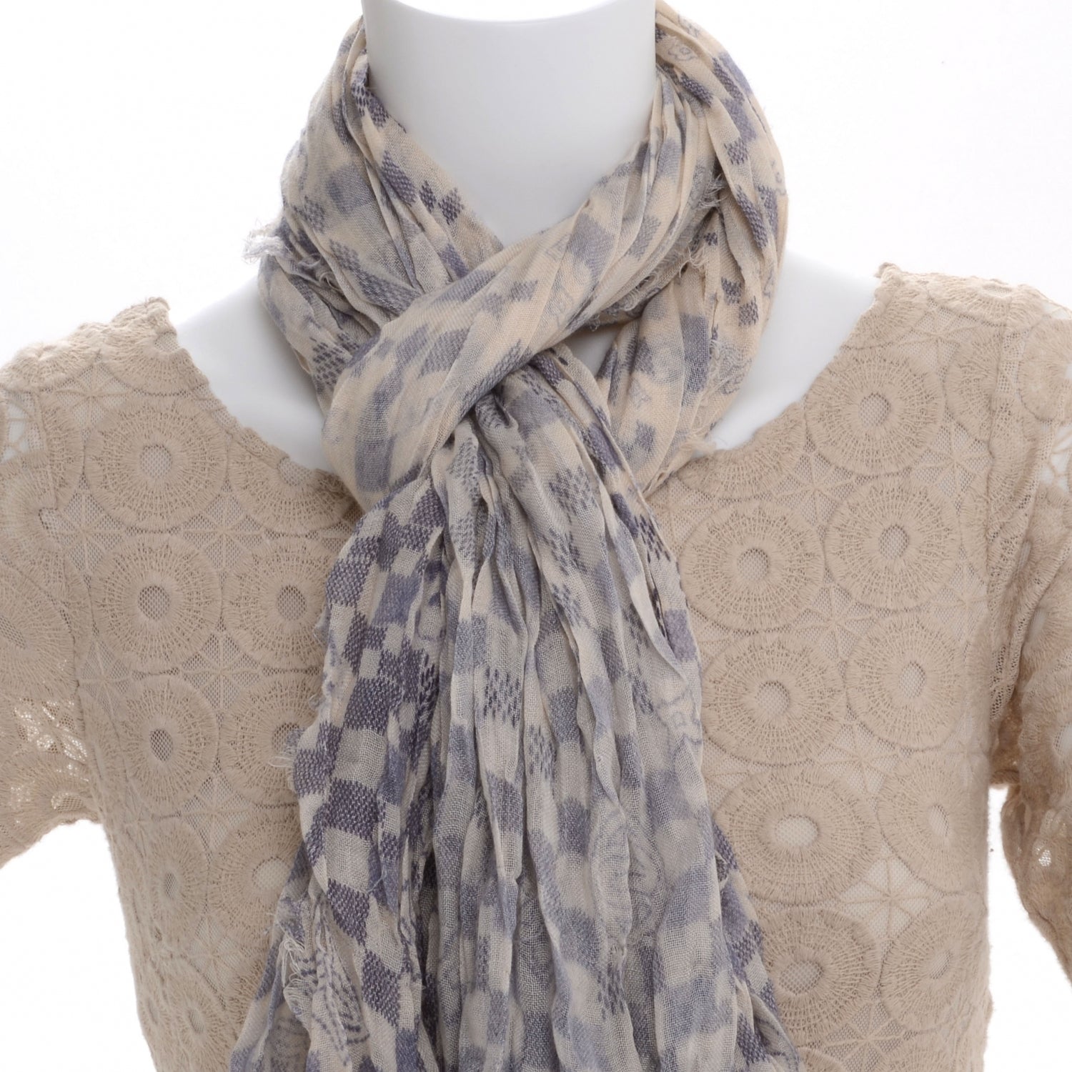 Louis Vuitton Cashmere Silk Damier Azur Stole 4 of 5