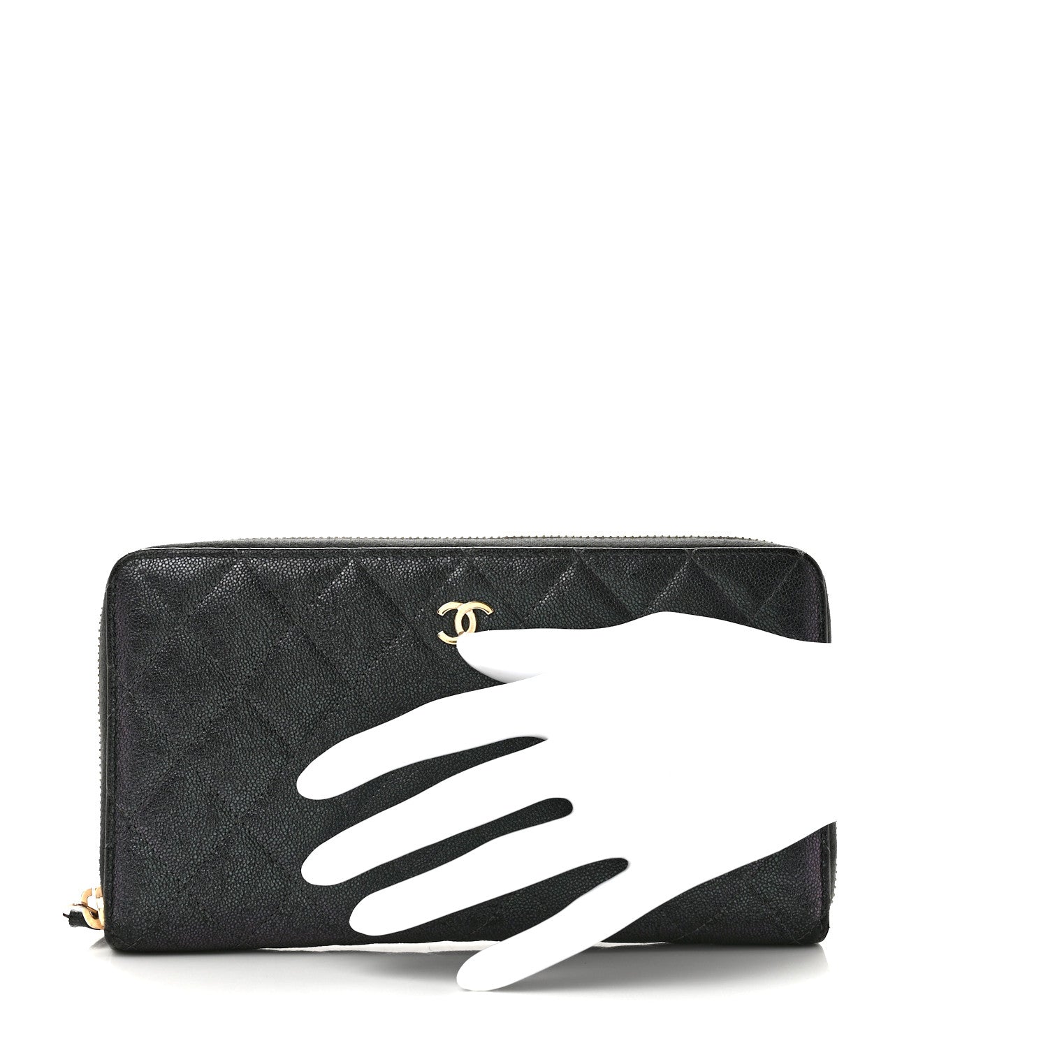 Chanel Iridescent Caviar Quilted Large Zip Around Organizer Wallet Black 2 of 12