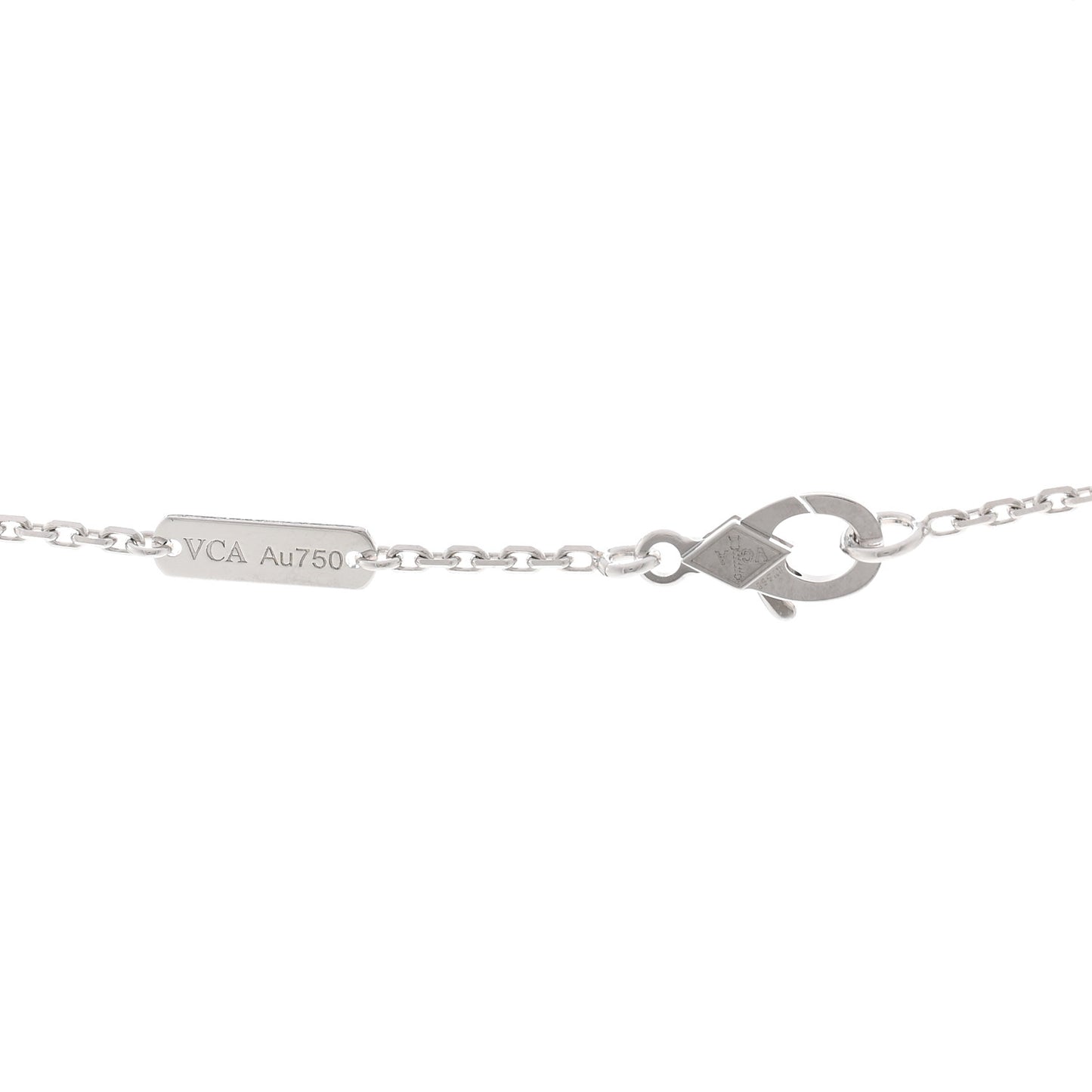 18K White Rose Gold Diamond Guilloche Vintage Alhambra Pendant Necklace
