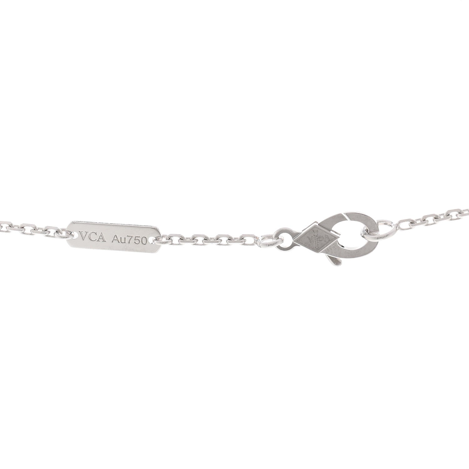 Van Cleef & Arpels 18K White Rose Gold Diamond Guilloche Vintage Alhambra Pendant Necklace 4 of 5