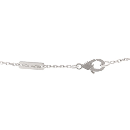 Van Cleef & Arpels 18K White Rose Gold Diamond Guilloche Vintage Alhambra Pendant Necklace 4 of 5