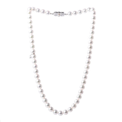 Mikimoto Sterling Silver 18K White Gold Akoya Pearl 7-7.5mm Strand Necklace Earring Set 3 of 7