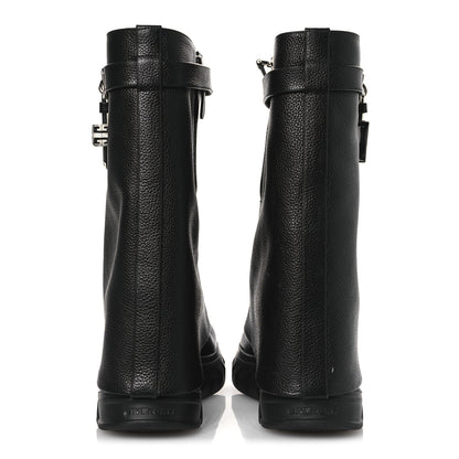 Givenchy Grained Calfskin Shark Lock Biker Ankle Boots 38 Black 6 of 13
