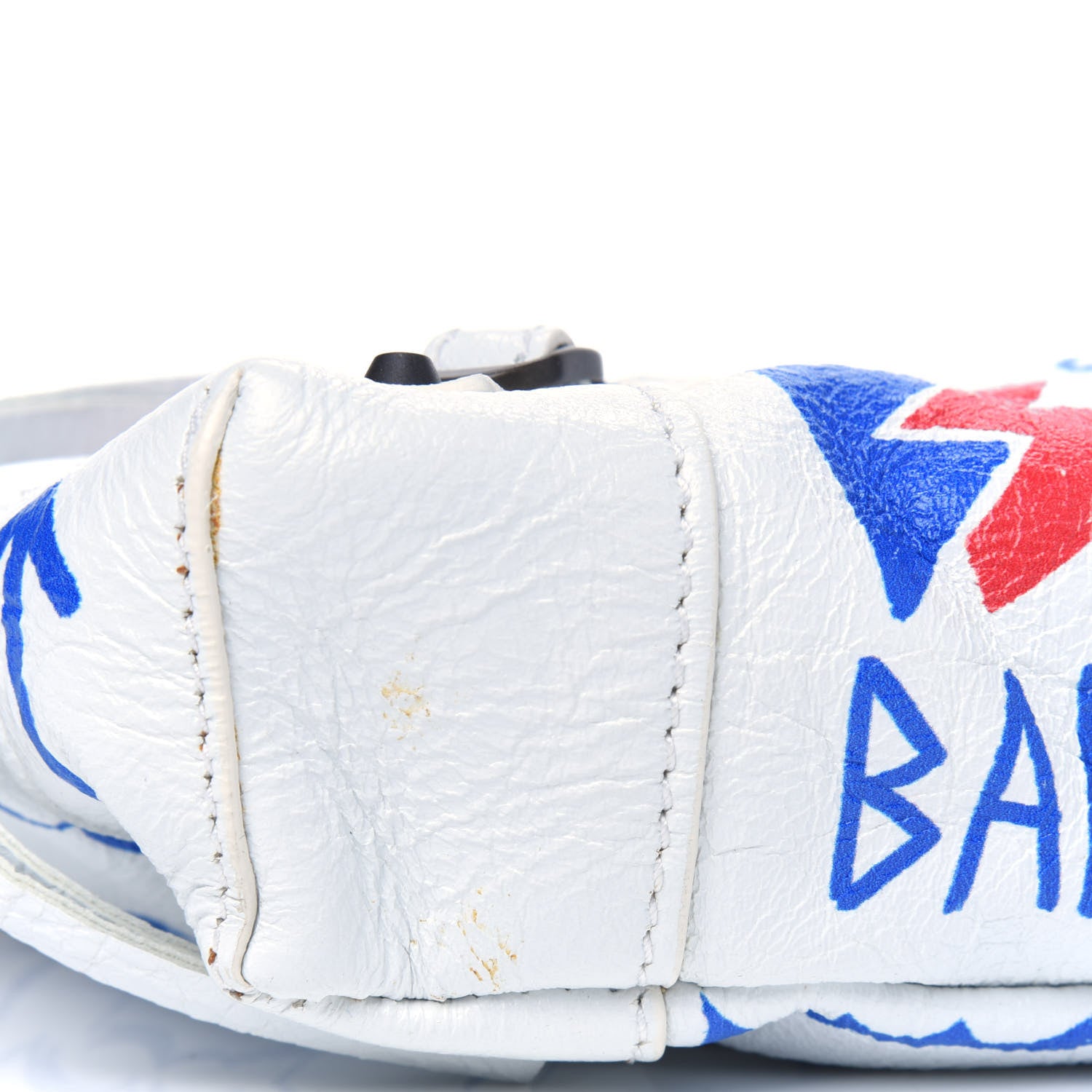 Balenciaga Agneau Graffiti All Over Classic Hardware Reporter XS White Bleu Rouge 5 of 5