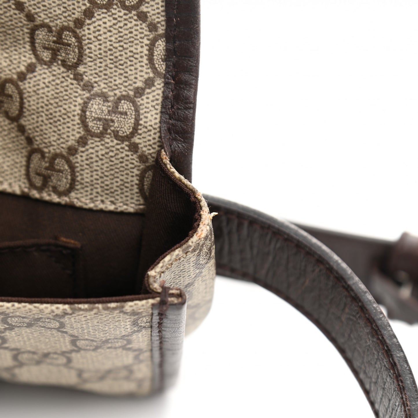 GG Monogram Plus Web Belt Bag Dark Brown
