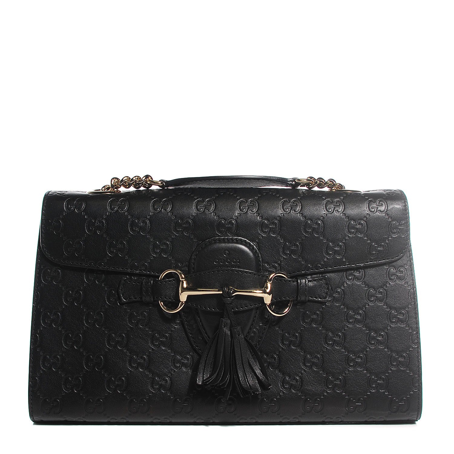 Gucci Guccissima Medium Emily Chain Shoulder Bag Black 1 of 7