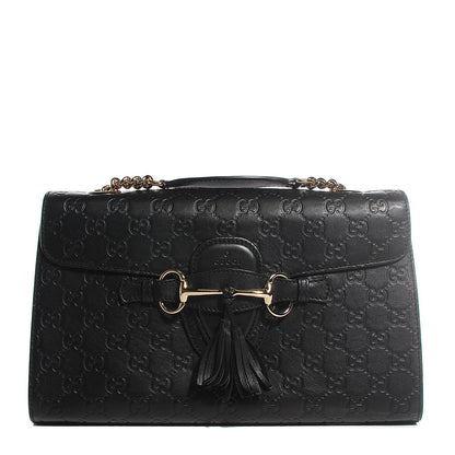 Gucci Guccissima Medium Emily Chain Shoulder Bag Black 1 of 7
